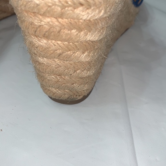 FRANCO Sarto Blue Perforated Leather Wedge Espadrilles Size 6 - Picture 5 of 11